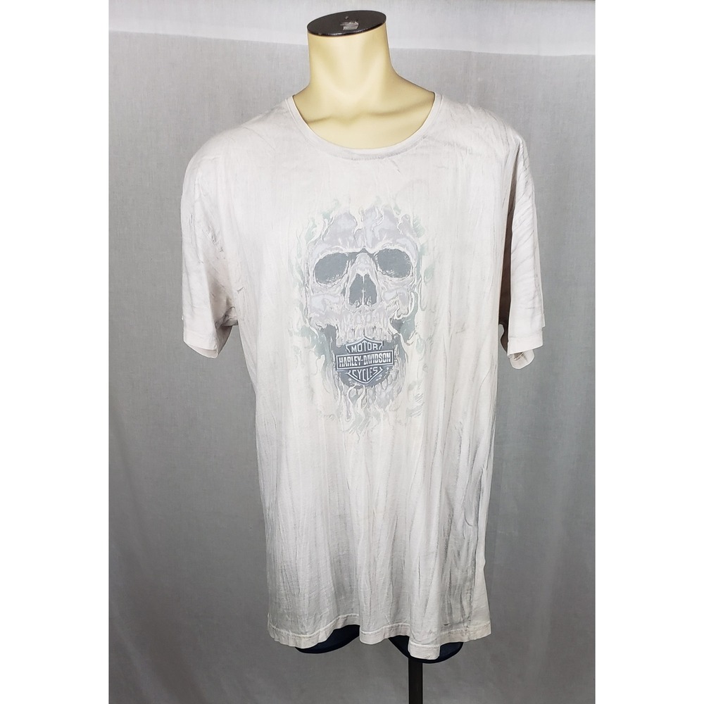 Harley-Davidson High Country Colorado Skull Graphic T-Shirt XL Tan Gray Grunge